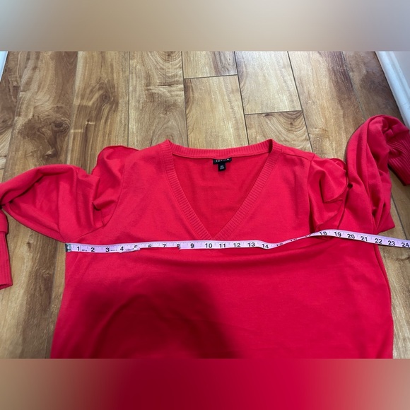 Torrid lightweight French terry V-neck ruffle shoulder sweater shirt - Picture 13 of 14